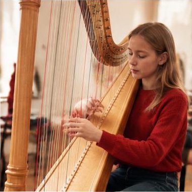 Harp tijdens muziekles